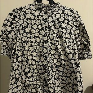Floral Black and White Blouse